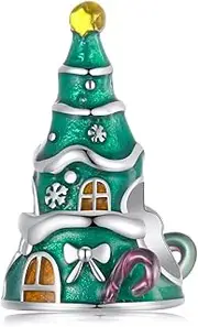[Generic] Womens 925 Sterling Silver Christmas Tree House Charms Dangle Bead for Biagi, and European Bracelet Necklaces SCC2916