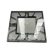 Decorative Rectangle Shape Silver Glitter Design Analog Deco Wall Clock 47 cm