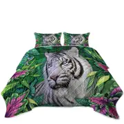 Wild Animals Art Tropical White Tiger Coverlet