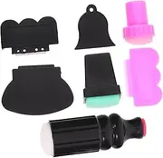 SOESFOUFU 7pcs Nail Stamper Kit Glue Stamper Nails Stamping Nail Stickers Nail Polish Strips Nail Art Stencils Manicure Clipper Kit Sticker Stamp Drill Scraper Nail Kits Nail Accessories