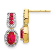 14k Yellow Gold Real Diamond and Ruby Earrings