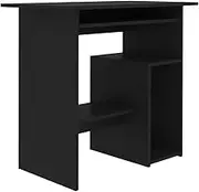 vidaXL Engineered Wood Desk– Black, Compact, Modern, Home Office Furniture with Open Shelf and Keyboard Tray