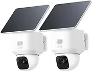 eufy Security SoloCam E30, 2 Pack, Security Cameras Wireless Outdoor, Solar Camera Outdoor Wireless, 360° Pan, AI Tracking, 2K Clarity, HomeBase S380 Compatible, No Monthly Fee, only Support 2.4Ghz