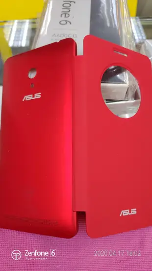 華碩asus zenfone6 A600cg/A601cg原廠視窗透視皮套/保護套。電池蓋，後蓋，紅色。