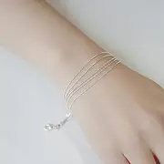Fashion Silver Sterling Cuff Bangle Chain Bracelets,Women 925 Sterling Silver Bracelet Fashion Adjustable Multi-Layer Thin Bangle Bracelet Sterling Silver Jewellery Giftsum