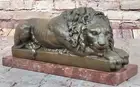 BRONZE LION STATUE SCULPTURE FIGURINE ART DECO FIGURE LOST WAX METHOD STATUE