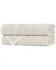 Superior Set of 2 Juno Medium Weight Checkered Border Bath Towels