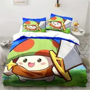 v189 Bed Sheets Anime Legend Game Mushroom Bedding Set,Duvet Cover Bed Set Quilt Cover Pillowcase,King Queen Twin Size Boys Girls Adults 3-Piece Bedd