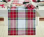 Solino Home Linen White Table Runner 36 14 x 36 Inch, - Stewart Plaid