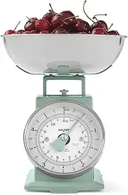 Salter SA00562SFEU12 Timeless Mechanical Kitchen Scale – Baking Scale with 5 kg Capacity, 1 Litre Dishwasher Safe Bowl, Analogue Food Scale, Classic Design, Easy Read Large Dial, 22cm Height, Sage