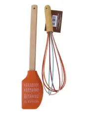 2-Piece Multicolor Silicone Spatula & Whisk Set with Measurements