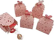 Party Favor Boxes Flower Butterfly Candy Boxes Laser Cut Candy Boxes Pink Gift Boxes for Wedding Bridal Shower Anniverary Birthday Party (20 PCS)