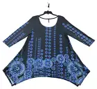 White Mark Tunic Blouse Womens Plus Size 1XL Black Blue 3/4 Sleeve Stretch New