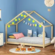 ALFORDSON Kids Bed Frame Wooden Timber Single House Frame Candice Oak
