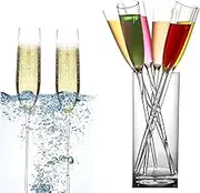 Floating Champagne Flutes, Floating Champagne Glasses for The Pool, Floating Champagne Glasses Plastic, Floating Wine Glass for Pool, Champagne Flutes Set (Colorful 6Pcs + Base Cup)