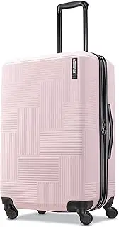 [American Tourister] Stratum XLT Expandable Hardside Luggage with Spinner Wheels, Petal Pink, Checked-Medium 24-Inch, Stratum XLT Expandable Hardside Luggage with Spinner Wheels