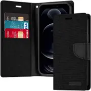 Goospery iPhone 14 Pro Max Canvas Fabric Flip Wallet Case Cover Apple [Black]