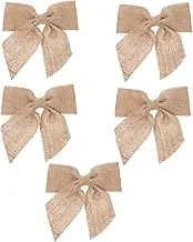5pcs Handmade Jute Bow Ornaments for Christmas Wedding Decoration Exquisite Rustic Adornments for Festive Home Decor