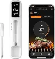 INKBIRD Mini Wireless Meat Thermometer INT-11I-B Bluetooth 5.4 BBQ Food Probe IP67 Waterproof LED Display for BBQ Grill Oven Smoker Outdoor Camping Kitchen
