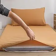 Double Zipper Sleeping Pad Protector, Solid Color Futon Mattress Cover, Full Size Washable Zippered Floor Mattress Cotton Cover,