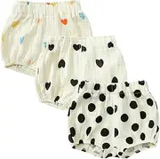 [EISHOW] 3PC Shorts Set Newborn Baby Girls Boys Pants Cotton Linen Blend Cute Floral Bloomers Triangle Shorts