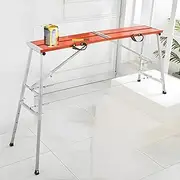 Portable Scaffolding Platform, Adjustable Folding Work Platform Aluminum Scaffolding, Heavy Duty Professional Scaffold Ladder Step Stool for High Painting Cleaning Drywall 440 Lbs Capacity (AL-5.9FT)