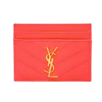 在飛比找Yahoo奇摩購物中心優惠-YSL MONOGRAM系列V字縫線魚子醬牛皮金屬LOGO萬