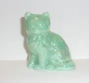 Mosser Glass Jadeite Green Carnival Iridized Persian Cat Kitten Figurine