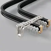 TEN-HIGH Flexible Curtain Track Wall Mount 2 Pcs Aluminum Ceiling Curtain Track Double Track for Curtains Bendable Curved Curtain Track Set for Home and Office (Black, 1m/3.28ft)