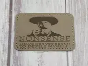 Tombstone Doc Holliday - Nonsense - Faux Leather Iron-on Patches - Gray 2"x3"