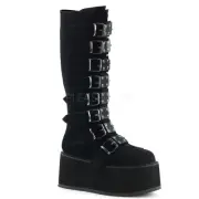 Demonia Damned-318 Gothic Cyber Punk Velvet Knee High Platform Boots