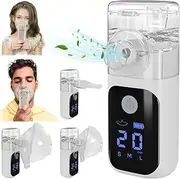 Portable Nebuliser Machine for Adults&Kids, Handheld Nebulizers Device Mesh Nebuliser Rechargeable with Masks&Mouthpiece for Travel Use, LCD-Display