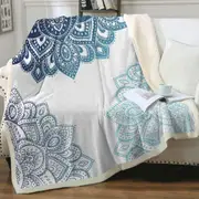 Teal Blue Mandala Throw Blanket