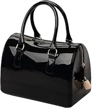 [ETALOO] Ladies Summer Jelly Pillow-Shaped Top Handle Handbag Candy Color Transparent Crystal Purse