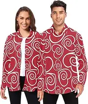 [GuoChe] Valentine's Day Exotic Leaves Pastel Mens Long Sleeve Dress Shirts Regular Fit Wrinkle Free for Women Print with, Red Hearts Valentine's Day Cute, Medium
