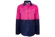 Workcraft Kids Hi-vis Cotton Shirt WSK128 - Pink/Navy