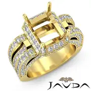 Diamond Engagement Pave Antique Ring 18k Yellow Gold Radiant Semi Mount 1.7Ct