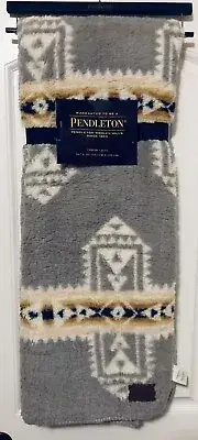 Pendleton Throw Blanket Reversible Fleece Gray Southwestern Aztec Navajo