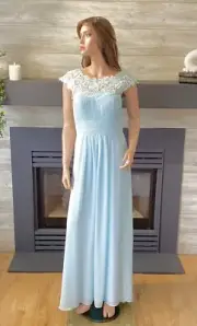 New Gorgeous Light Blue Chiffon Evening Formal Prom Gown by Ever Pretty Sz 6 NWT