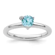 Sterling Silver Rhodium-plated Polished LS Blue Topaz u0026 White Topaz Ring