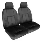 Empire Leather Look Ready Made Seat Covers - Front, Black, Suits Xtrail