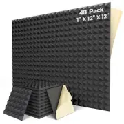 48 Pack Sound Proof Foam Panels for Walls with Self Adhesive, 12" X 12" X 1"