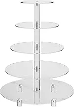 Jusalpha 5 Tier Round Acrylic Cupcake Stand-Cake Stand-Dessert Stand, Cupcake Tower 5RFs (5 Tier with Base)