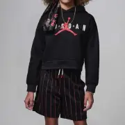 New Jordan Girls Crop Jumpman Sustainable Black Pullover Hoodie Small 8-10 yrs