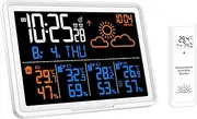 zolyet WiFi Weather Station Wirel Indoor Hygrometer Thermometer Temperature Backlit Humidi Display Digital Weather Forecast Station Clock Alarm Clock with Sensor USB Port White
