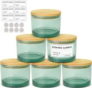 16oz Candle Jars 6 Pack - 3 Wick Large Empty Candle Making Jars W/ Lids - GREEN