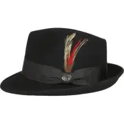 Men BENTLY HEADWEAR Hat Australian Wool Pinch Front Fedora Hudson HU420 Black
