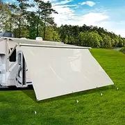 Dulepax RV Awning Shade Screen with Zipper 8'X18'3'' -Second Generation RV Awning Screen Significantly Improves Shadew and Privacy.Universal RV Awning Sun Shade Screen with Complete Kits