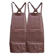 2x Pierre Cardin Professional Leather Apron Butcher Woodwork Barber Chef Brown