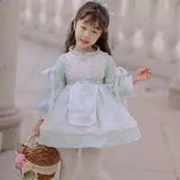 在飛比找樂天市場購物網優惠-春季兒童洛麗塔改良漢服女寶寶中國風蓬蓬裙生日禮服可愛連衣裙